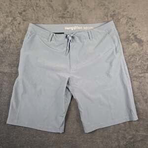 Hang Ten Mens Hybrid Walk Shorts Blue Grey Micro Check Size 40 Quick Dry Stretch